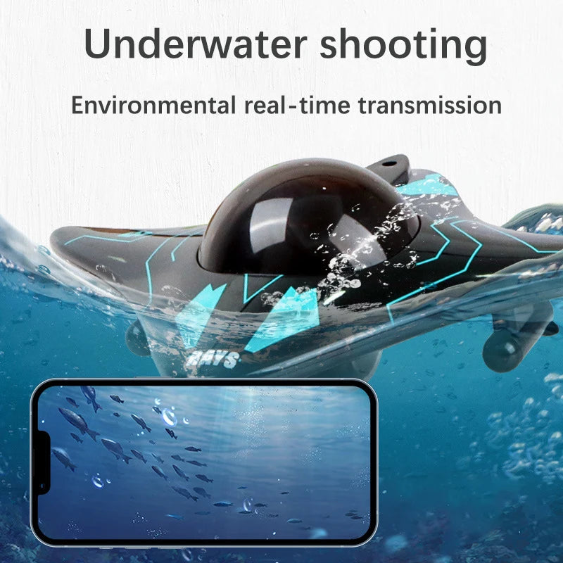 6CH RC Boat with Submersible Underwater Camera Remote Control Wifi FPV Remote Control Boats Radio Control Toy for Boys Kid Gifts