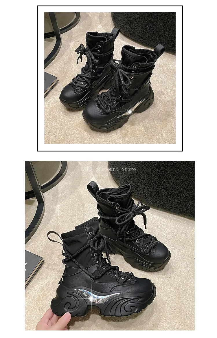 Women's Pink Boots Platform New in  Calf High Boot Woman Winter Girl's Ankle Bootie White Sneakers Trends 2023 Cross Strap Bling
