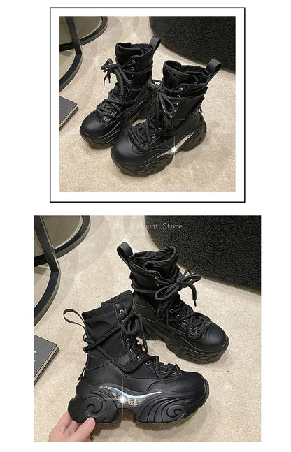 Women's Pink Boots Platform New in  Calf High Boot Woman Winter Girl's Ankle Bootie White Sneakers Trends 2023 Cross Strap Bling