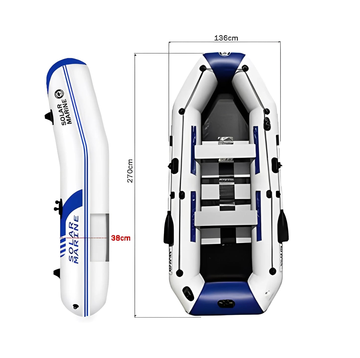 SOLAR MARINE 2.7M PVC Inflatable Fishing Boat Surfing Kayak and Racing Boats 4People Adult Outdoor Watersport Accessories