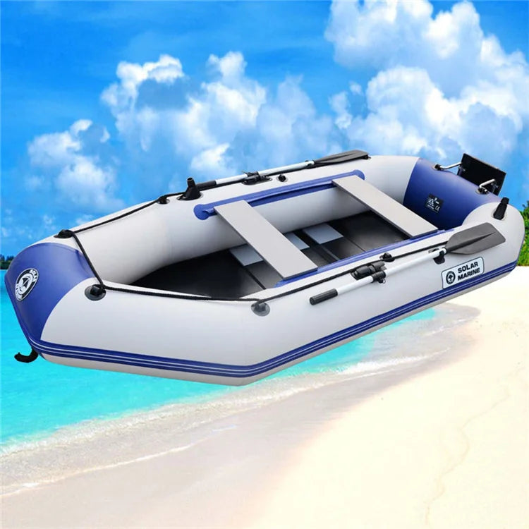 2.7m Wood Floor PVC Inflatable Fishing Kayak 0.9 mm Thick Leisure Rowing Rubber Pontoon Boat Solar Kayak