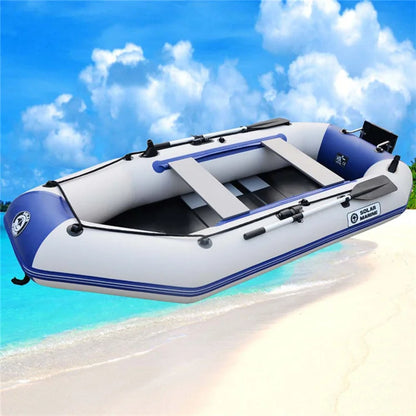 2.7m Wood Floor PVC Inflatable Fishing Kayak 0.9 mm Thick Leisure Rowing Rubber Pontoon Boat Solar Kayak