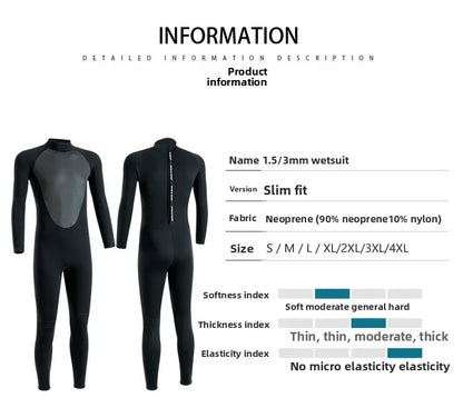 2025 Wetsuit Men's Warm and Cold 3/5mm Wet Winter Swimming One-piece Snorkeling Sun Protection Surf Suit Women's Wetsuit