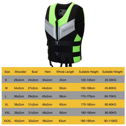 Neoprene Life Jacket Buoyancy Fishing Water Ski Vest Wear-resistant Survival Suit Water Sports Life Jacket For Swimming Fishing