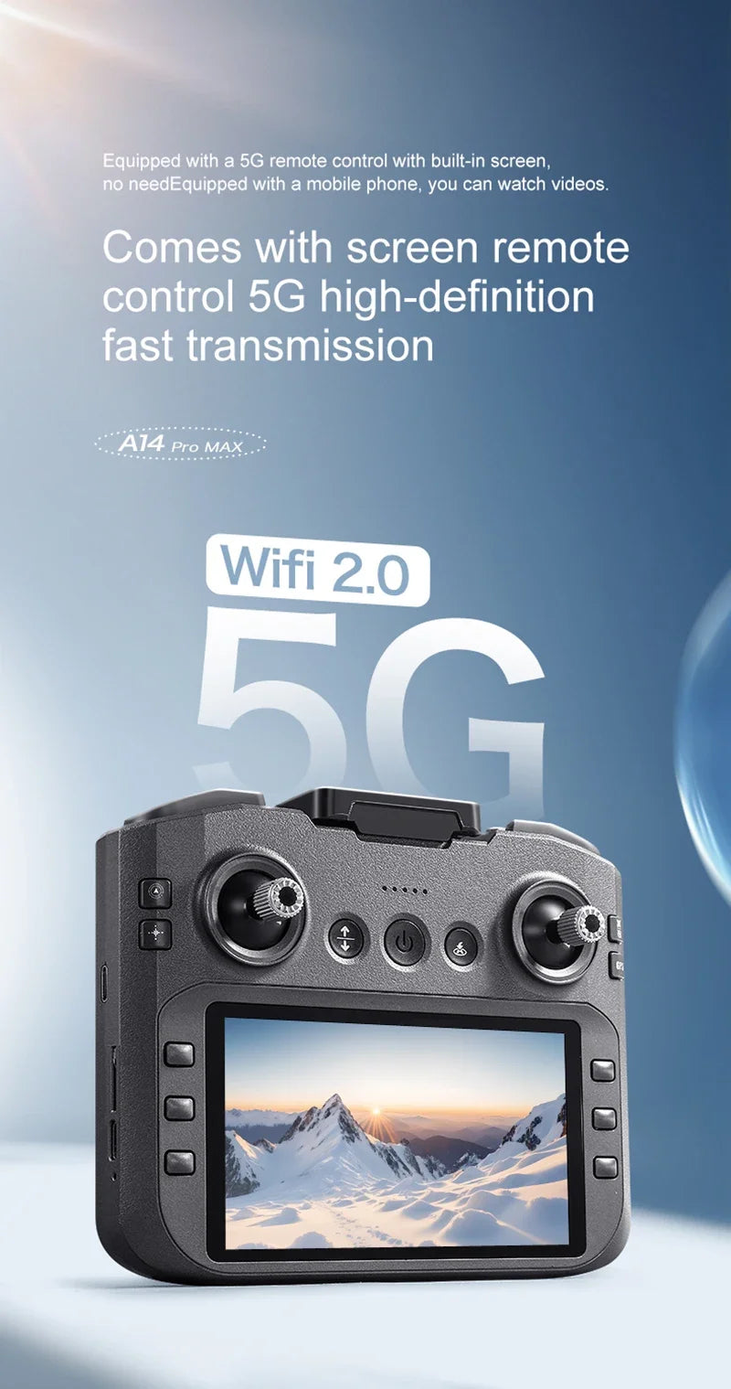 Xiaomi A14 pro Max Drone 8k HD Dual Camera GPS Brushless Optical Flow Obstacle Avoidance 4.5-inch Large Screen Uav Rc 20000m New