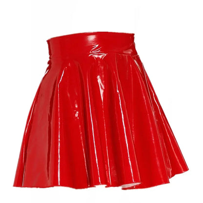 Womens Latex Skirt for Rave Party Club Dance Stage Performance Costume Clubwear Woman Pu Leather Pleated Mini Skirts