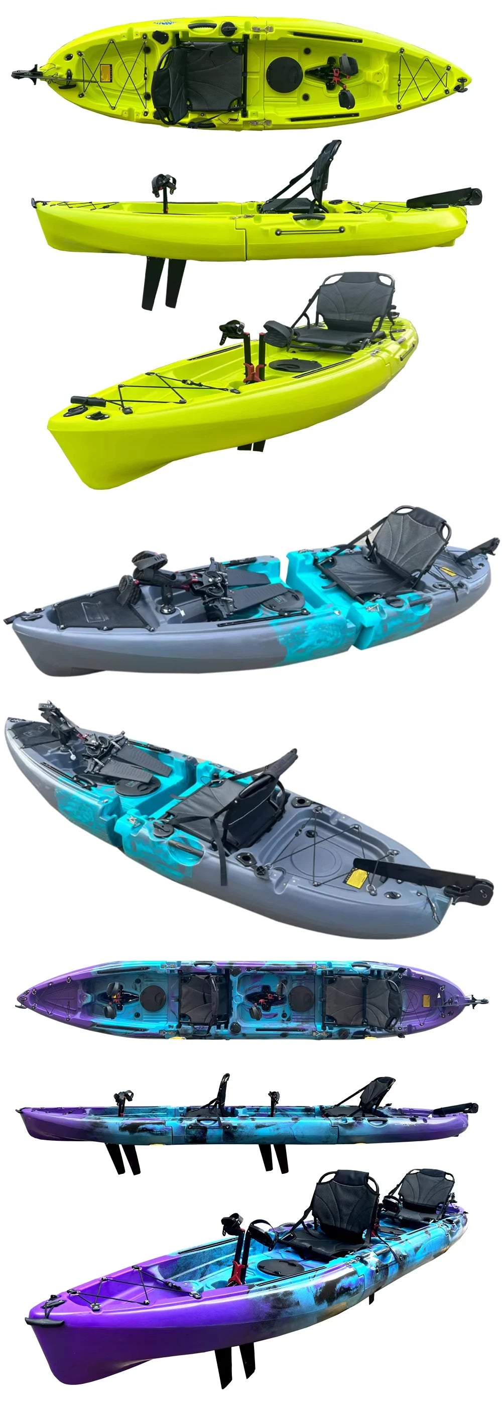 2025 Portable LLDPE Kayak With Split Hard Shell Electric Pedal-Driven Canoe For Solo Tandem Lake Sea Adventures Modular Assembly