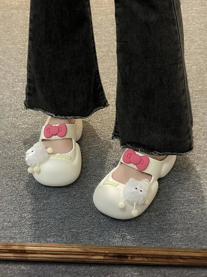 Cute Fairy  Slippers for Women's Summer Outer-Wear Thick-Soled Clogs Shoes Sandals For The Beach