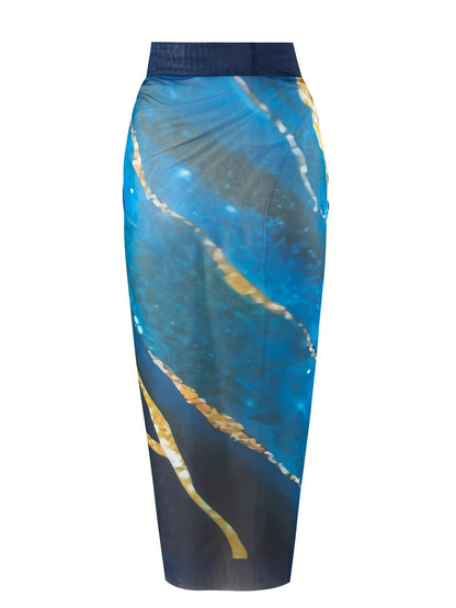 2 Piece Swimsuits, V Neck High Stretch One-piece Bathing-suit & Cover Up Sarong Skirt, Women's Swimwear & Clothing