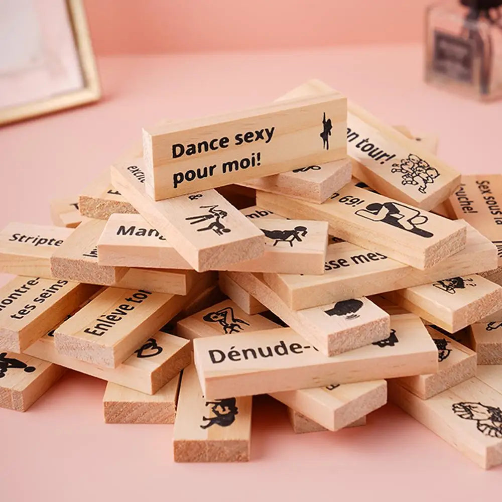 48PCS Dating Building Blocks For Date Nights Valentines And Adult Party Games Tower Game Deluxe Naughty Wooden Couple Toys