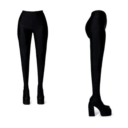 2024 New Pants Jumpsuit Boots Elastic Cloth Boots Racing Party Super Cool Square Head Waterproof Platform Thick Heel Boots 35-46