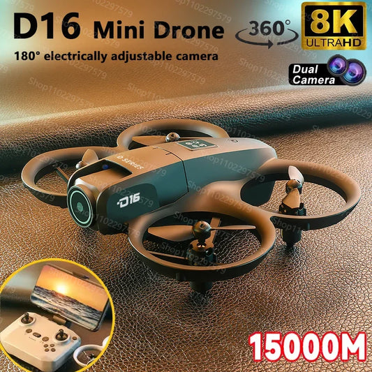 D16 RC Drone 8K Aerial HD Profesional Dual-camera FPV Helicopter Optical Flow GPS Positioning Avoidance Bushless Motor Drone UAV