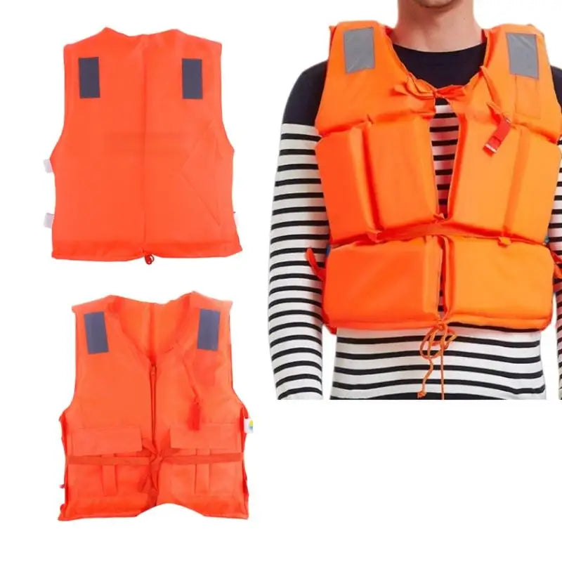 1Pcs Zipper Safety Life Jacket For Adult Flood Rescue Vest Emergency Flotation Device With Pockets Water Survival Safety Gear