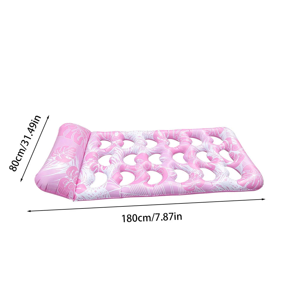 Pool Floats Hammock with Headrest Inflatable Water Sleeping Bed Portable Floating Lounger Air Mattress for Swimming Pool Party