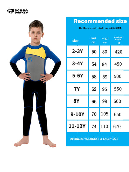 Kids Wetsuit for Boys Girls Toddler  2.5MM Neoprene Long Sleeve Wet Suits for Swimming