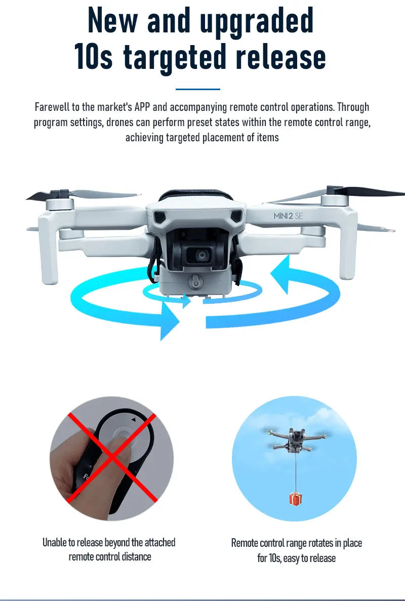 Drone Airdrop System for DJI Mini 2/SE/2SE Air-dropping Dropper Fishing Bait Wedding Ring Gift Proposal Rescue Delivery Thrower
