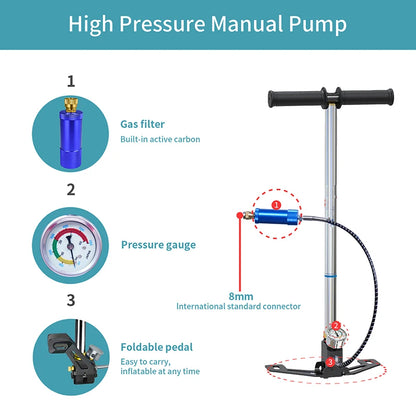 HECUIOI Mini Scuba Tank Diving Equipment 0.5L Outdoor Oxygen Scuba Diving Tank 5-10 Minutes Cylinder Snorkeling Set Hand Pump