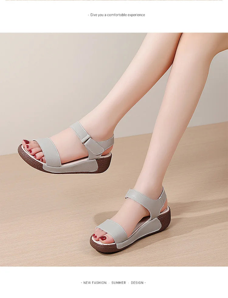 Women Shoes Wedge Heels Sandals 2025 Summer New  Sandals Female Platform Lether Elegant Wedges Sandals Sandalias Mujer