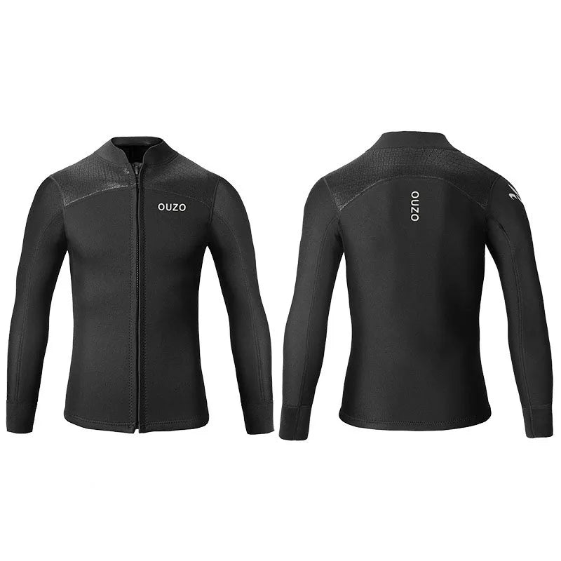 Wetsuit Tops Men and Women Vest 3mm Neoprene Long Sleeve Jacket Surfing Swimming Front Zip Wet Suit for Water Sports Shirt/Pants