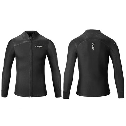 Wetsuit Tops Men and Women Vest 3mm Neoprene Long Sleeve Jacket Surfing Swimming Front Zip Wet Suit for Water Sports Shirt/Pants
