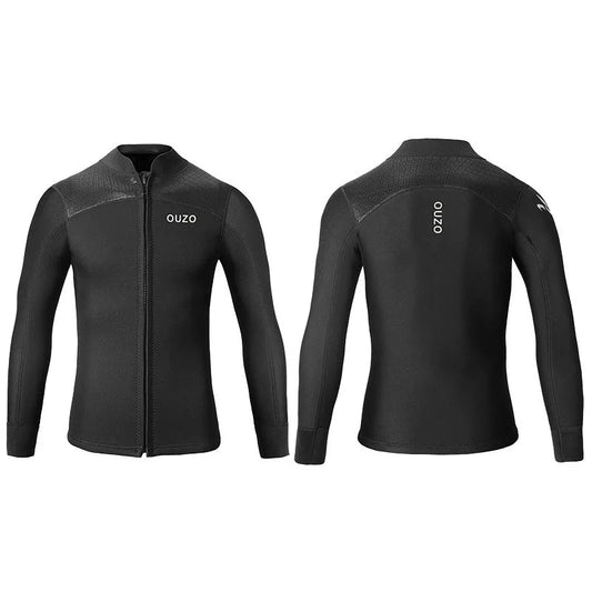 Wetsuit Tops Men and Women Vest 3mm Neoprene Long Sleeve Jacket Surfing Swimming Front Zip Wet Suit for Water Sports Shirt/Pants