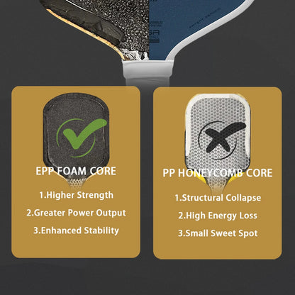 BoomCore Pickleball Paddle 16mm Anti-Skid Surface Design Solid Pattern Honeycomb Core Eco-Friendly Portable Nylon Carry Training