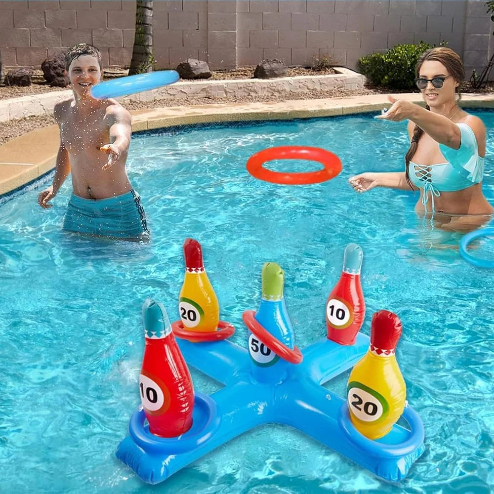 1 pcs of inflatable water bowling games with air pumps, swimming pools, and inflatable underwater sports suitable for swimming p