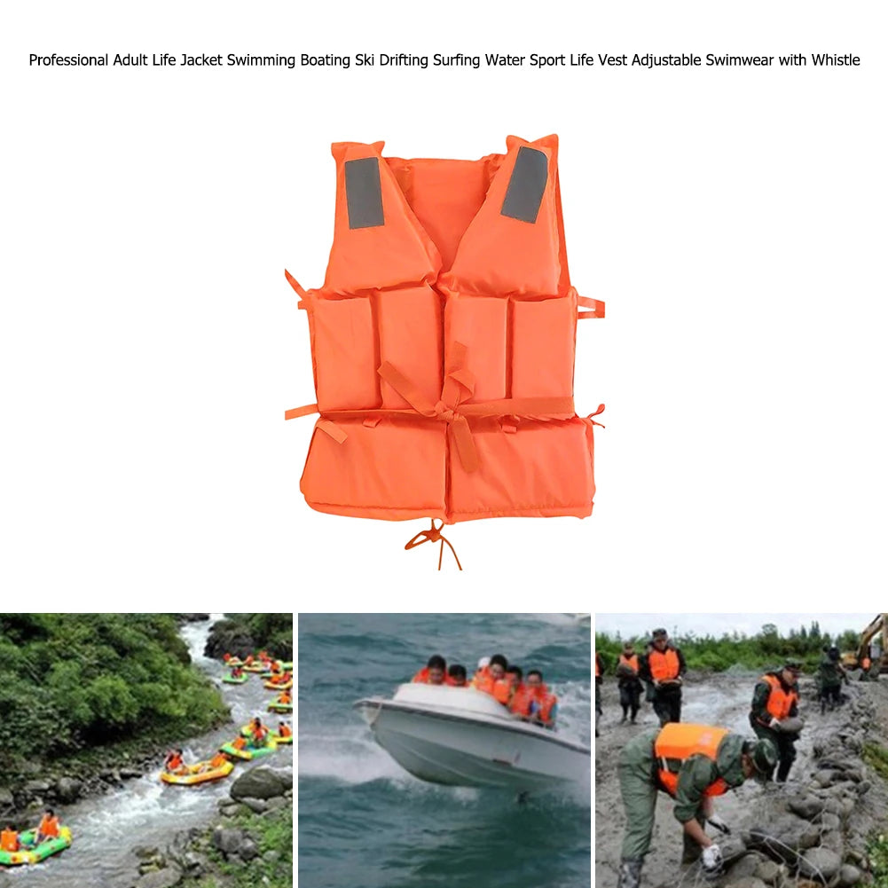 Fishing Life Jacket Swimming Safety Life Vest with Whistle Polyester Survival Suit Buoyancy Jacket for Kayaking Skiing Driving