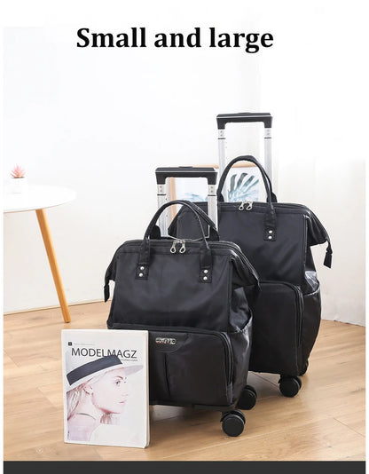 Wheeled bag for travel trolley bags Women travel backpack with wheels Oxford large capacity Travel Rolling Luggage Suitcase Bag