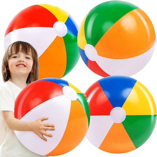 12"/16" Inflatable Large Beach Balls for Kids Adults Durable Pool Toys for Summer Water Games Rainbow Beachball Party Favors