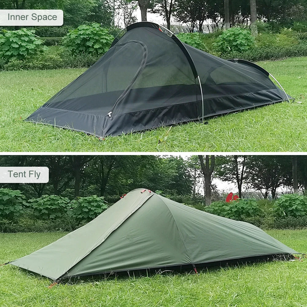 Outdoor Camping Tent Single Person Camping Tent Water Resistant Tent Aviation Aluminum Support Portable Sleeping Bag Tent