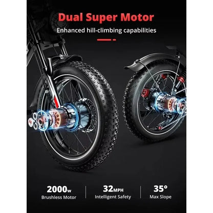 20-inch new camping E-Bike, 1000W high-speed motor off-road electric bicycle, 48V15AH battery adult city road electric scooter