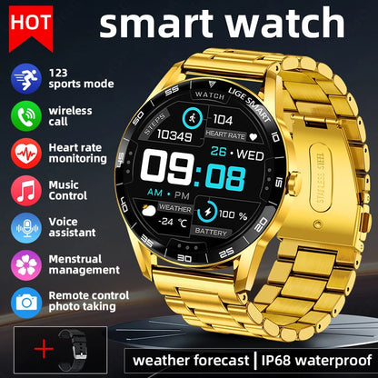 LIGE New Steel Smart Watch Men 1,38inch Bluetooth Call Business Men Watches Fitness Activity Sports Heart Rate Health Smartwatch