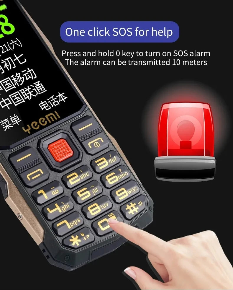 New Yeemi K1+ Mobile Phone 2.4inches GSM 2G Big Button Mp3/Mp4 Loud Voice Dual SIM Cards 4G Original Cellphone for Elderly