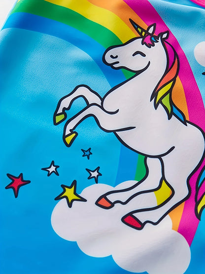 Toddler Girls One-piece Swimsuits For Gril Cartonn Unicorn Swimwear Pleated Lace Children's Swimsuit