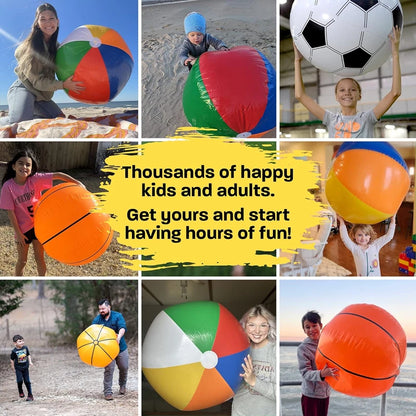 12"/16" Inflatable Large Beach Balls for Kids Adults Durable Pool Toys for Summer Water Games Rainbow Beachball Party Favors