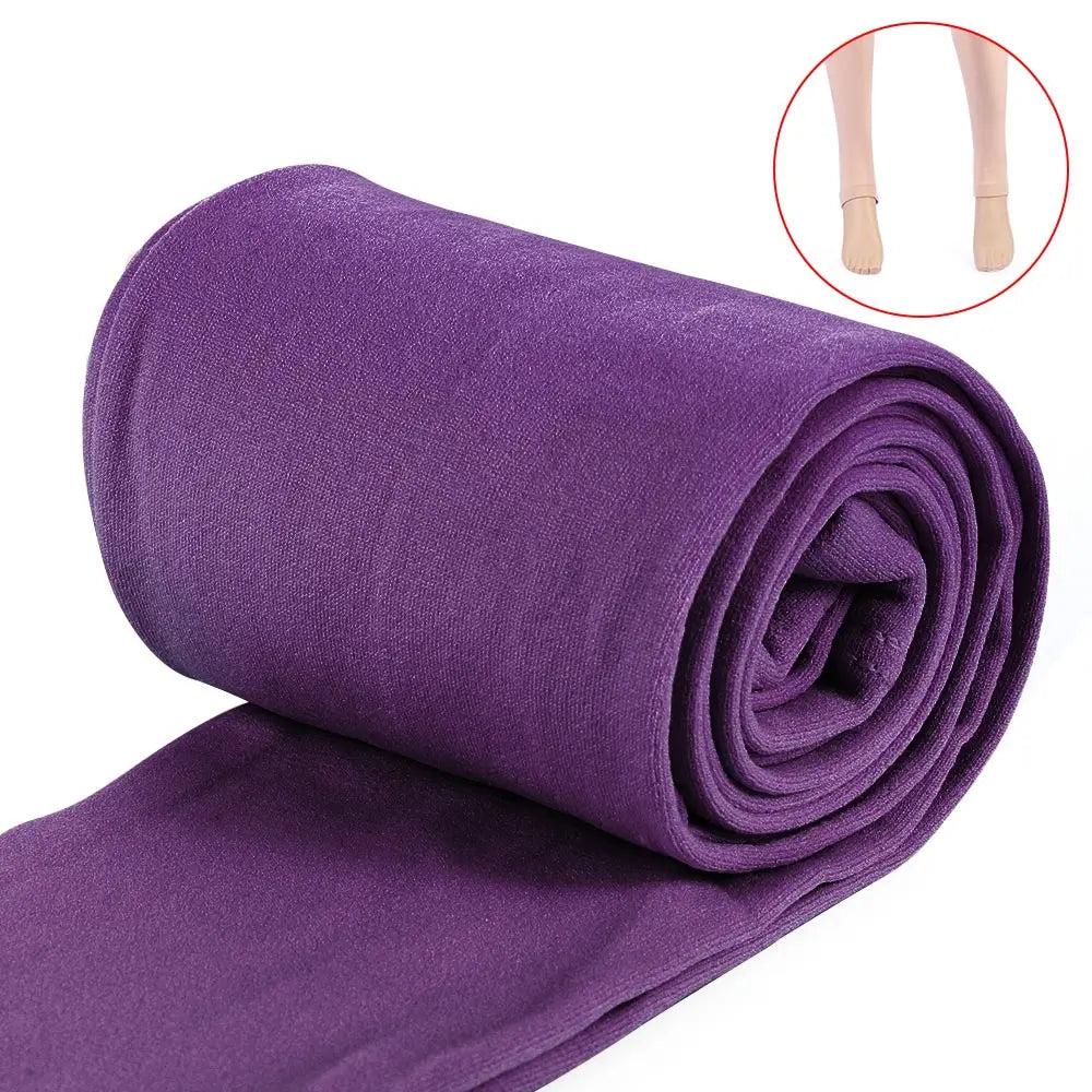 Women Winter Thermal Warm Velvet Thick Pantyhose Fluff Lined Stretch Slim Leggings Pants Ankle-Length