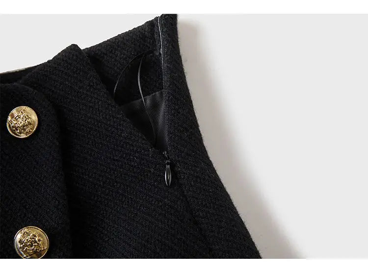 Tweed Wide Leg Shorts Skirts Women Chic Empire All-match Button Minority Elegant A-line Autumn Winter Thick Popular Daily Female