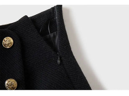 Tweed Wide Leg Shorts Skirts Women Chic Empire All-match Button Minority Elegant A-line Autumn Winter Thick Popular Daily Female