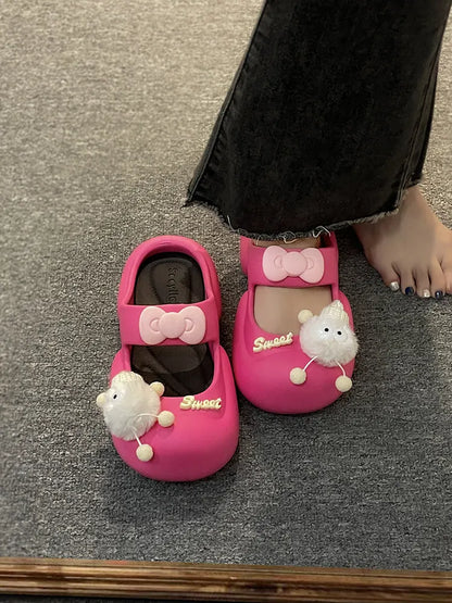Cute Fairy  Slippers for Women's Summer Outer-Wear Thick-Soled Clogs Shoes Sandals For The Beach