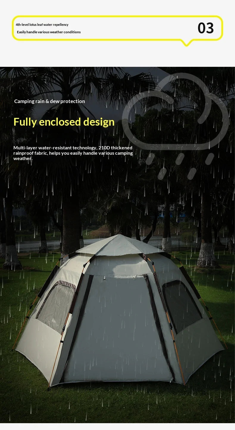 Camping Tents Automatic Pop Up Beach Camping Tent Portable Foldable Waterproof UV Sun Shade Instant Hexagonal Shelter Outdoor