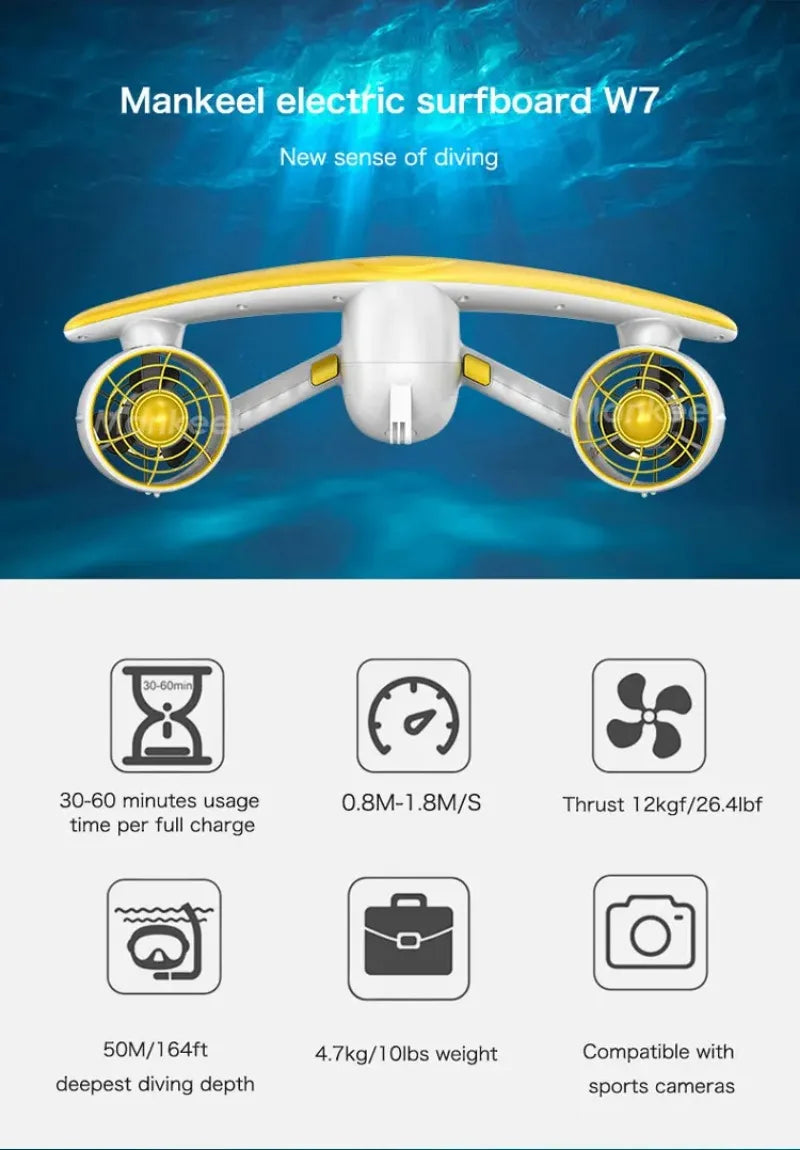 W7 Fast Subacqueo Electric Da 300W 500W Sublue Jet Underwater Scooter Msds Approved Acqua Seascooter Sea Underwater Scooter