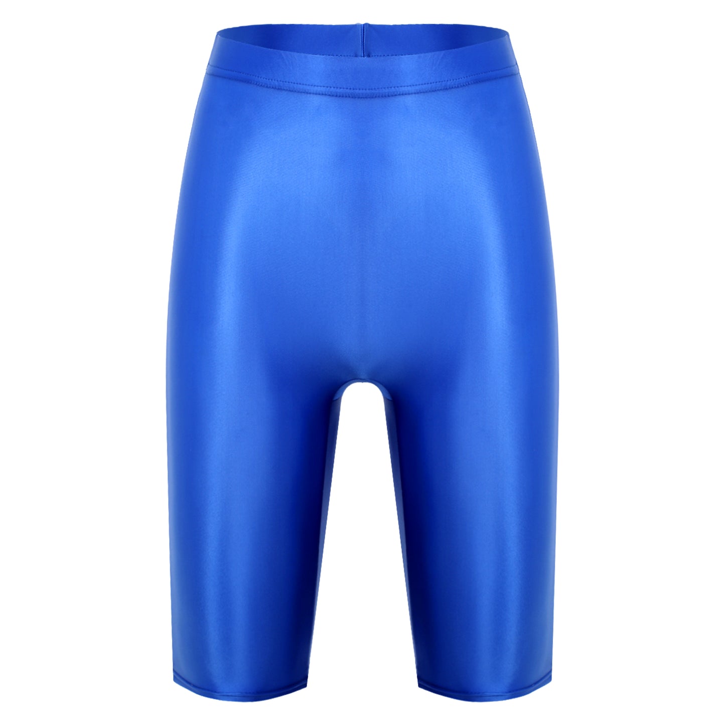 Women Glossy Shorts High Waist Fitness Short Leggings Oil Shiny Knee-Length Tights Swimming Trunks Female Workout Sports Bottoms