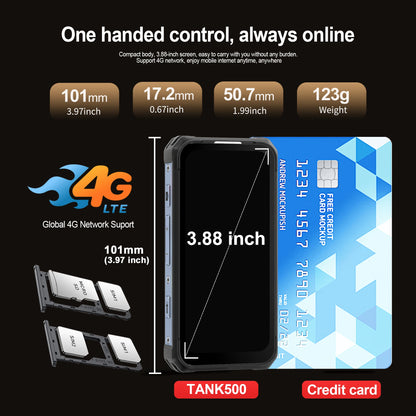 SERVO TANK500 IP68 Waterproof Mini Smart Phone 4G LTE Android 12 RAM 6GB ROM 128GB PTT Network Intercom Small Rugged Smartphones