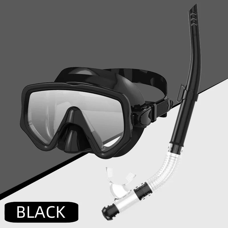 Diving Mask Snorkel Set For Adults Tempered Glass Scuba Professional Panoramic Snorkeling Gear Swimming Training Snorkel Kit