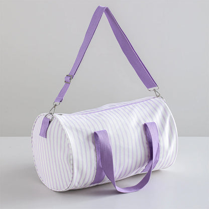 Striped Duffle Bag Women Canvas Travel Overnight Bag With Detachable Adjusted Strap Weekender Bag Vacation