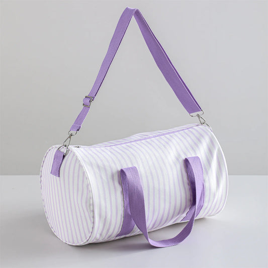 Striped Duffle Bag Women Canvas Travel Overnight Bag With Detachable Adjusted Strap Weekender Bag Vacation