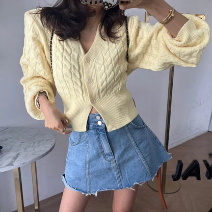 Chic High Waist A-Line  Skirt Women's Jeans ort Skirt Spring Vintage Slimming Splicing Hemming Girl's Faion Commute