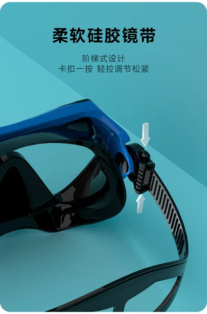 Diving Mask Snorkeling Full Dry Breathing Tube Set, Large Frame Swimming Goggles, Liquid Silicone Diving Mask