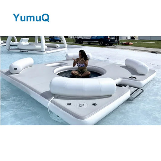 Quick Installation 132" X 132" X 40" Inflatable Pool Float With Canopy For Up To 8 Adults